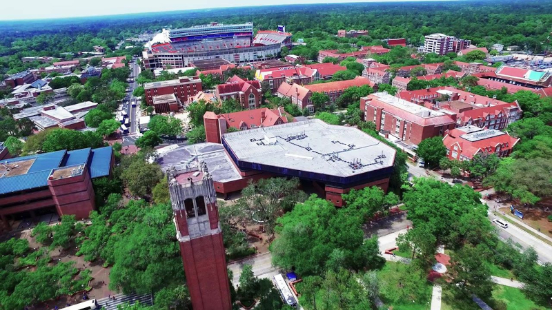 Aerial view of the campus of the University of Florida