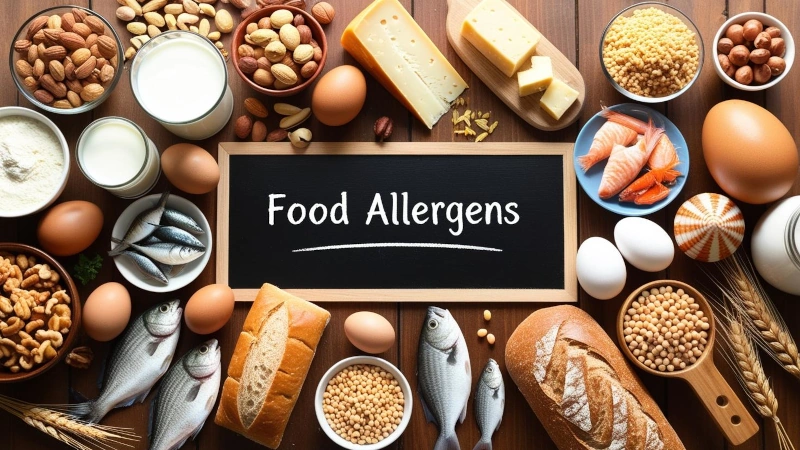 Table top with common food allergens.