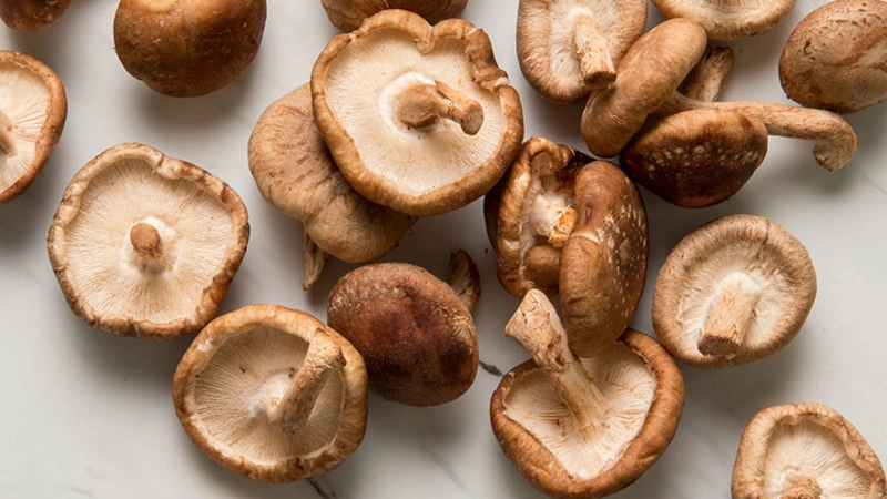 Shiitake mushrooms on a table.