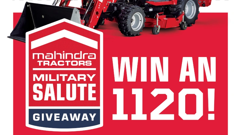 Mahindra Soulute To Service Win A Tractor contest banner.