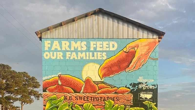 Painted building for N.C. Sweetpotatoes