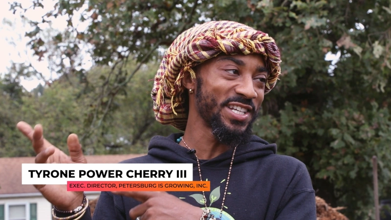 Tyrone Power Cherry III in his urban farm.