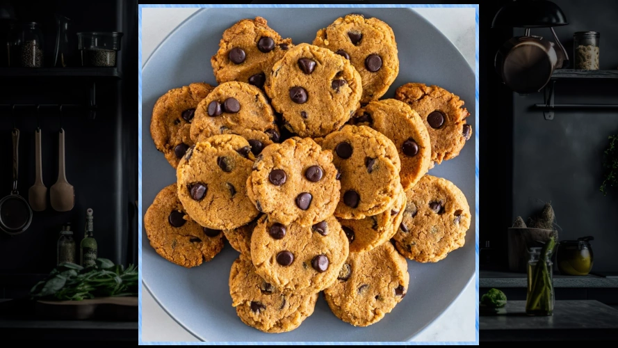 Plate of 5-ingredient peanut butter chocolate cookies from Splenda.