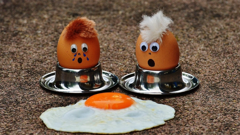 Cartoon eggs gasping