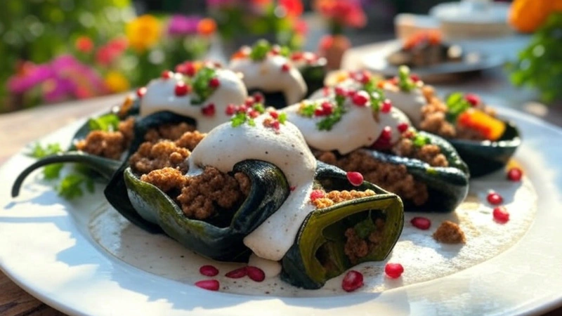 Plated Chiles en Nogada