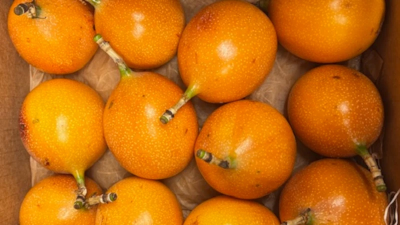 Box of orange passion fruit.