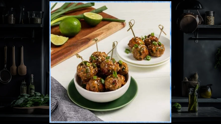 Plated Slow-Cooker Sweet and Spicy Turkey Meatballs