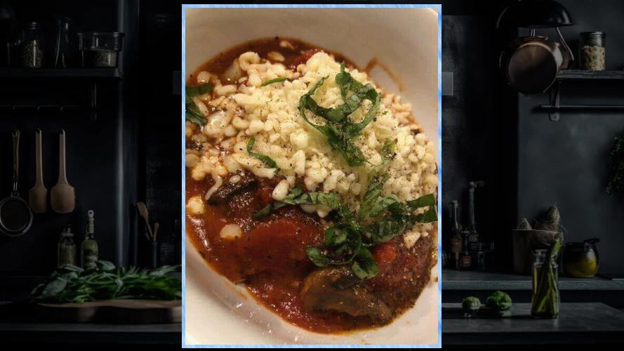 Bowl of Jen's chicken cacciatore brisket