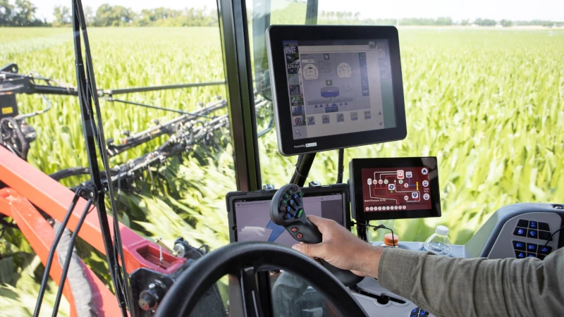 Tractor with computer screens.