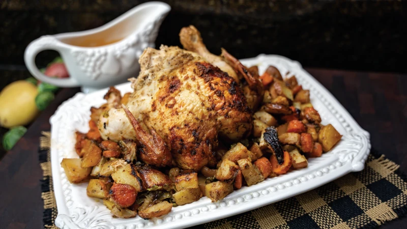 Plated grilled chicken bundt