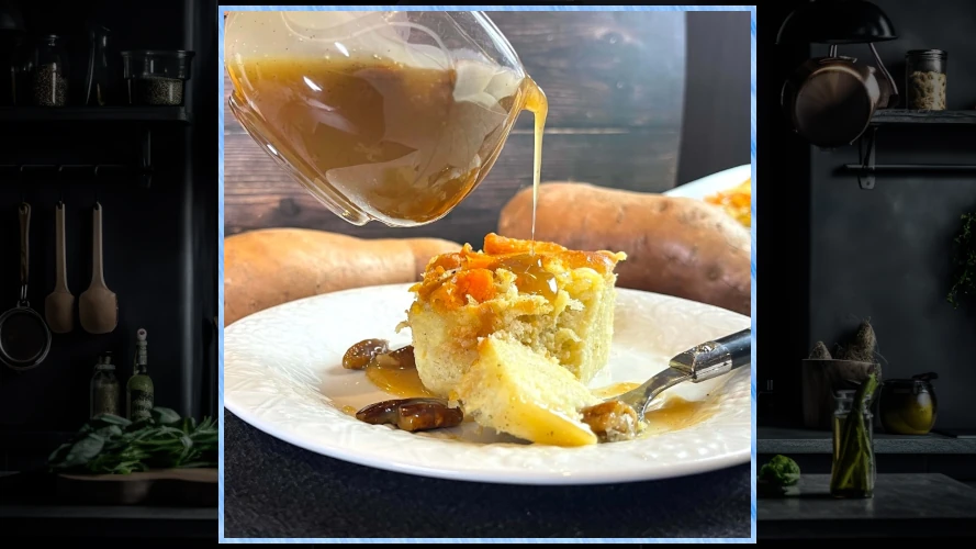 Sweetpotato Bread Pudding With Praline Sauce