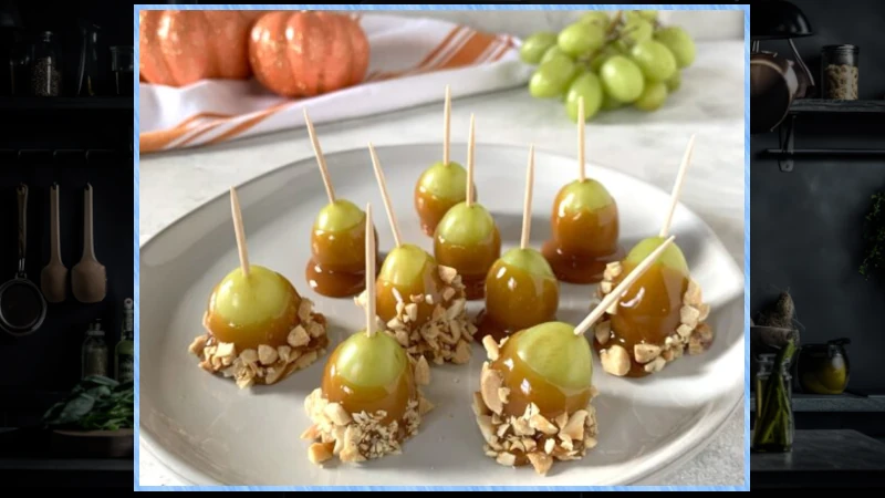 caramel apple grapes plated