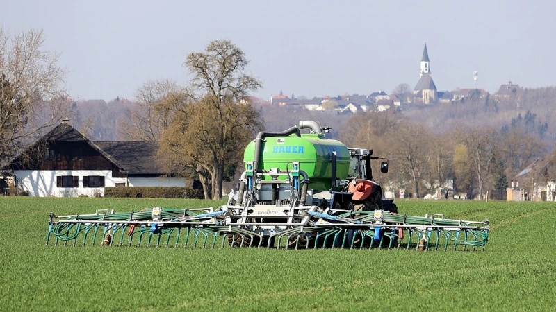 Fertilizer being applied to farm field