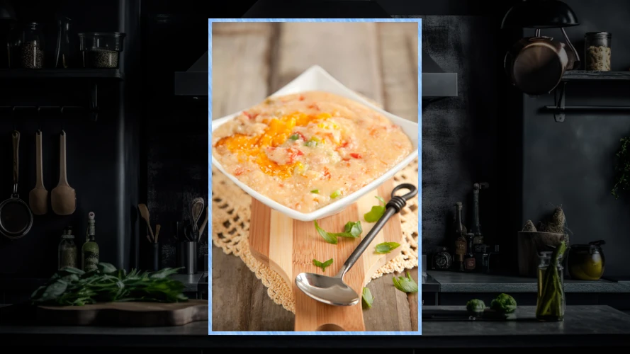 Bowl of tomato grits.