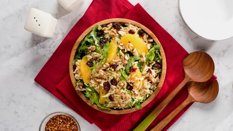 Bowl of Cranberry Orange Orzo Salad