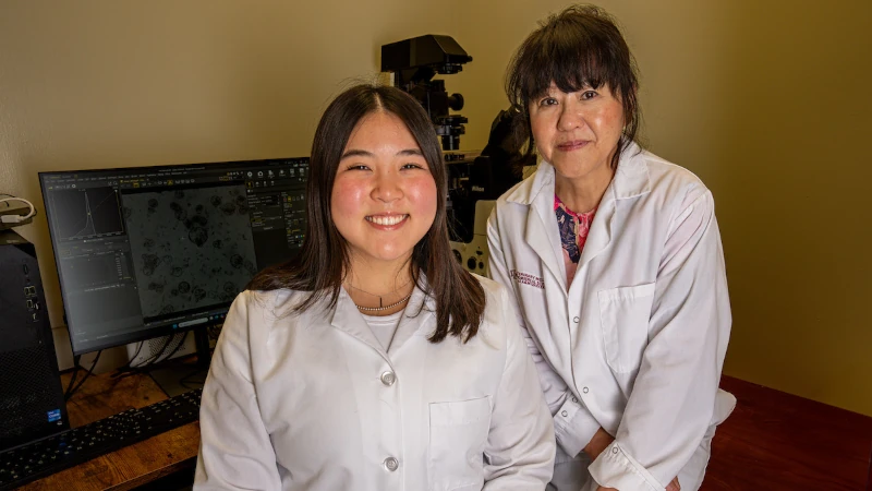 Two female researchers in a lab