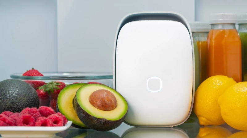 Picture of Shelfy filter in fridge.