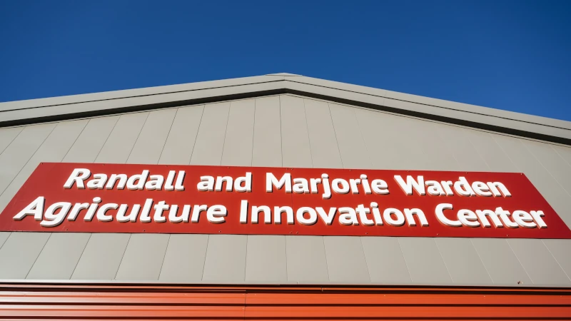 Exterior view of the new Randall and Marjorie Warden Agriculture Innovation Center at Tennessee Tech University.