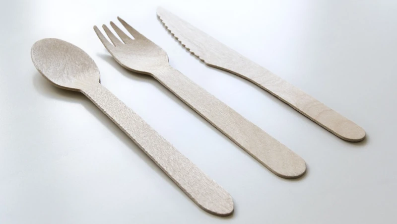 Assorted compostable cutlery.