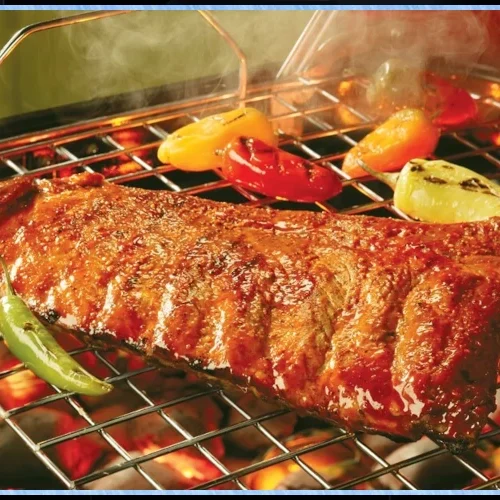ribs on a flaming grill
