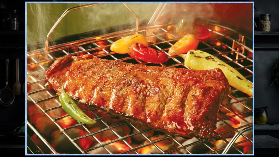 ribs on a flaming grill