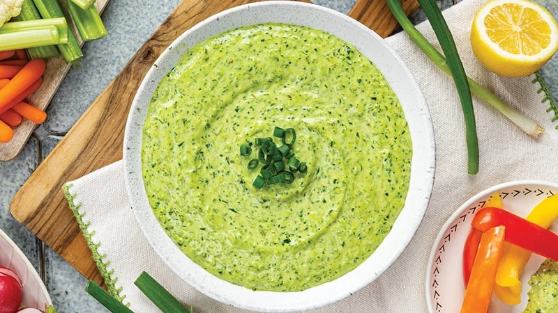 Bowl of green onion dip.
