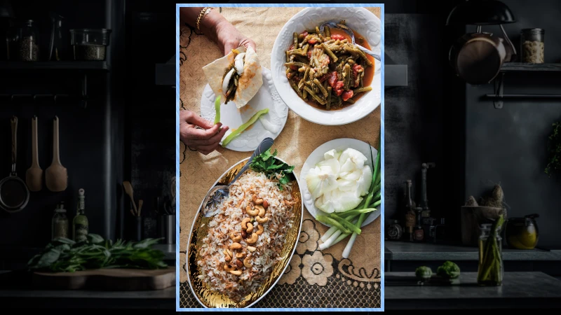 Plated lubiyeh dish.