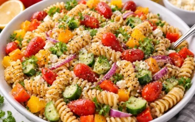 Picnic-Perfect Pasta Salad Packed With Fresh Veggies And Feta