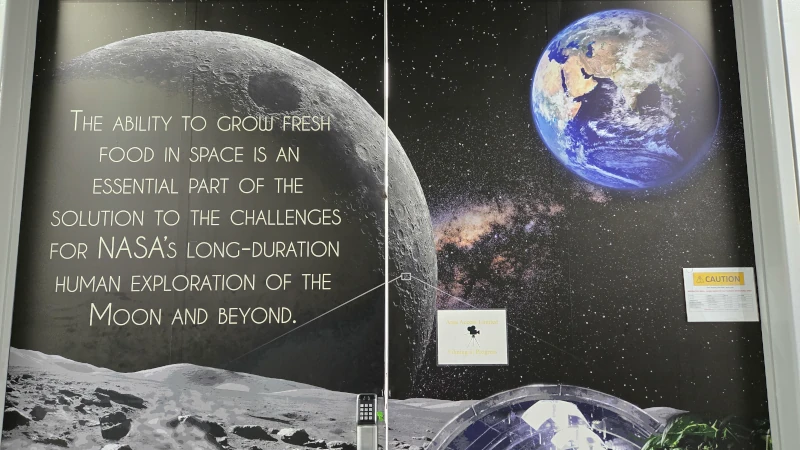 Poster of the moon with earth in the background.