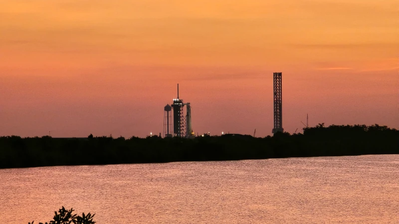 Rocket on launch pad. 