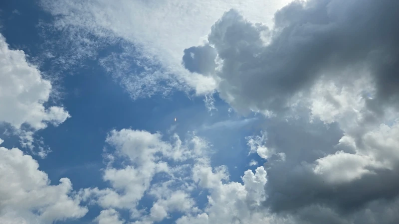 Rocket flying in the sky. 
