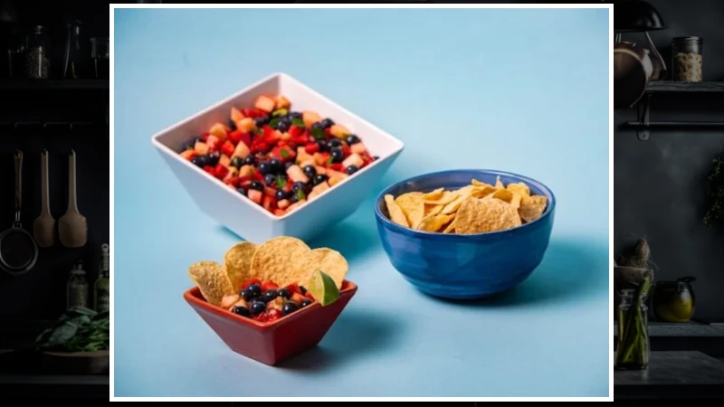 Bowl of berry salsa and chips