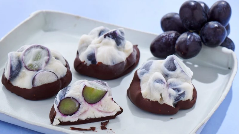 Chocolate-dipped Frozen California Grape and Yogurt Clusters