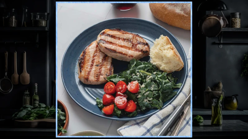 Plated grilled porkchops