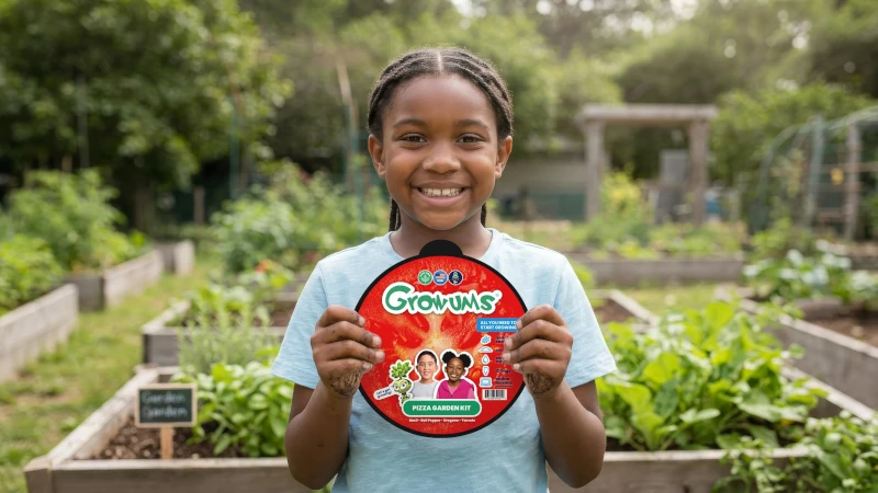 Kid holding Grownums kit.