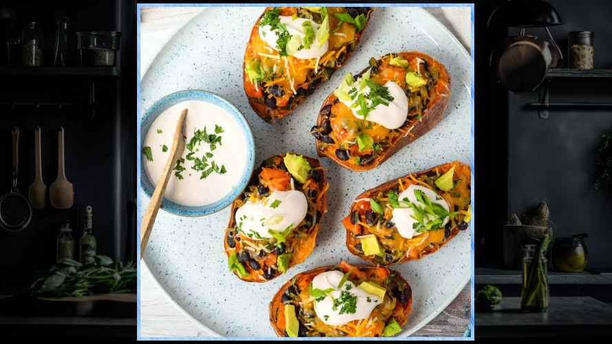 Plated Southwest Sweetpotato Skins