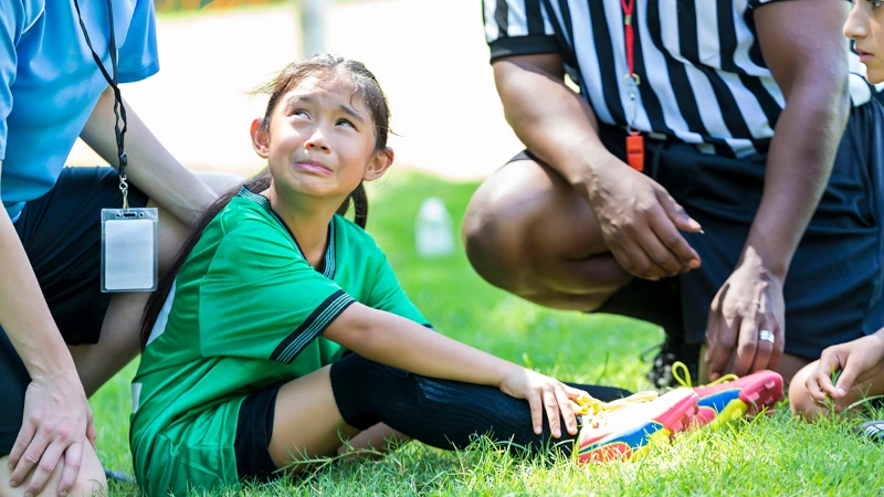 Youth athlete with ankle injury