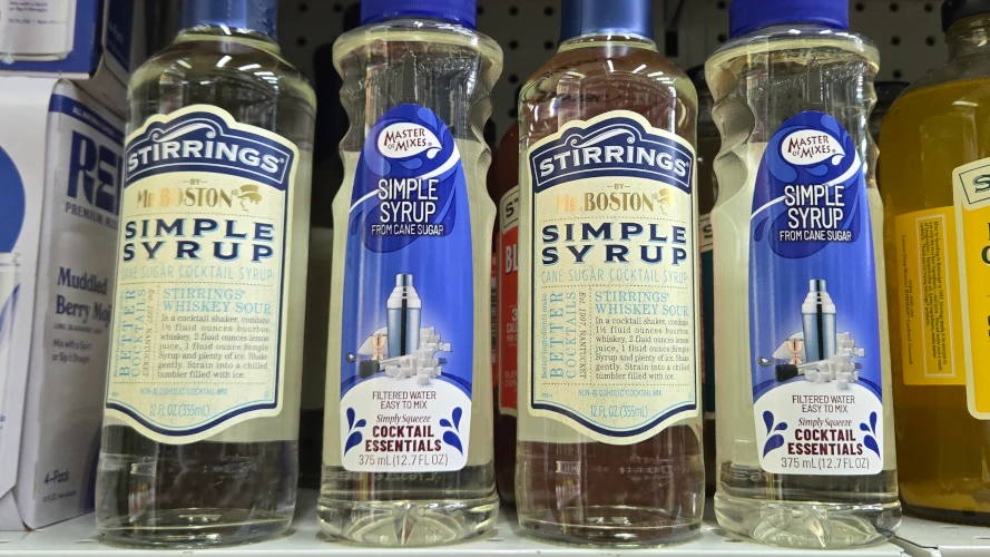 Assorted simple syrup brands.
